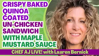 Crispy Baked Quinoa Coated Un-Chicken Sandwich with Maple Mustard Sauce Lauren Bernick