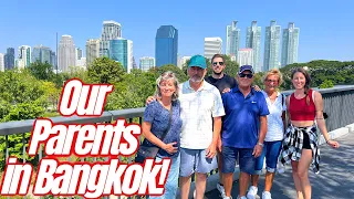 Our PARENTS FIRST TIME IN BANGKOK Thailand Travel Vlog to Lumphini Park, Lizards, Temples, Iconsiam