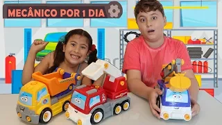 Maria Clara e JP brincando com caminhão de brinquedo | Pretend Play With Toy Mechanic for kids