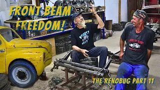 VW Beetle Front beam disassembly - educating The Barefoot Mechanic!