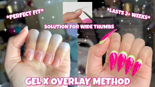 GEL X OVERLAY METHOD NAIL HACK SOLUTION FOR WIDE THUMBS | KIARA SKY SHORT STILETTO GELLY TIP KIT