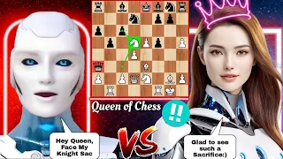 Stockfish 16.1 Sacrificed His Knight In The Opening Against The Queen Of Chess | Chess Strategy | AI