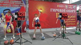 Георгиевский Фестиваль 2024 Кривошеина Галина Рывок гири 16 кг 296