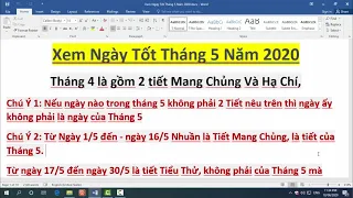 Xem Ngày Tốt Xấu Tháng 5 Năm 2020 - Nguyệt Tài