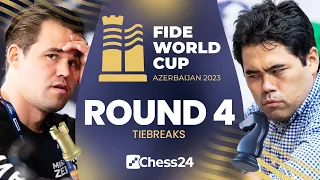 Magnus, Hikaru, Nepo Face Off vs. Youngsters | FIDE World Cup Round 4 Tiebreaks