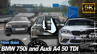 BMW M2 Competition vs BMW 750i vs Audi A4 50 TDI +80-260 Insta360 ONE X RaceRender [5.7k 360° 3D]