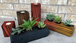 DIY Wood Burning Technique - Candlesticks and Planters