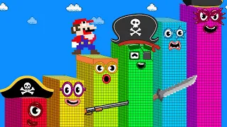 Pattern Palace: Can Mario and Numberblocks 1 vs GIANT PIRATE Numberblocks Maze | Game Animation