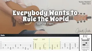 Everybody Wants To Rule The World - Tears for Fears | Fingerstyle Guitar | TAB + Chords + Lyrics