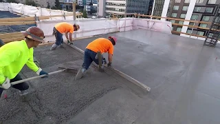 Concrete pour and finishing,  construction of GOOGLE office building in Seattle