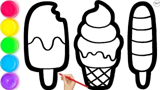 How to draw a Unique 3 icecream for kids, painting and colouring for kids, somser artist,pt-26