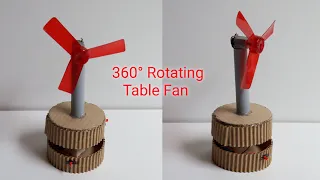 How To Make A 360 Degree Rotating Table Fan || Homemade 360° Rotating Fan