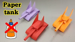 How to make a paper tank without glue - Origami tank tutorial