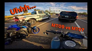 007 - MT07 & MT09 ASMR Sunset ride [TUNE + QUICKSHIFTER]   4K