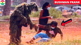 She Fell Down Hard! Bushman Prank #38 Amazing Reactions!