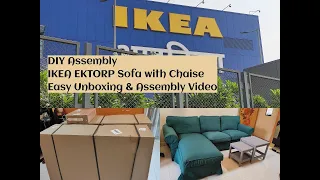 DIY Assembly of IKEA EKTORP Sofa with Chaise I Easy Unboxing & Assembly Video I IKEA Furniture