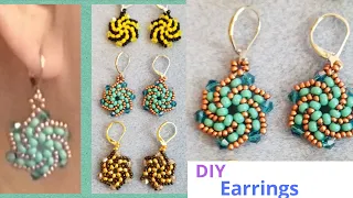 DIY Spiral Beaded Earrings How to make / Beading Tutorial / Beaded Jewelry   #157