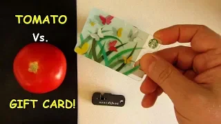 Can a sharpened credit card really cut a tomato ?!