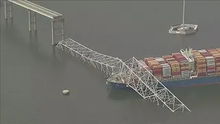 Baltimore bridge collapses | Aerial footage of aftermath