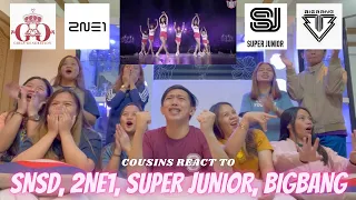 COUSINS REACT TO 2ND GEN GROUPS - SNSD, 2NE1, SUPER JUNIOR AND BIGBANG