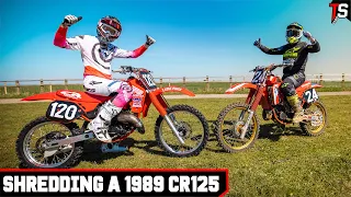 I RIDE A 1989 HONDA CR125 PINNED WITH MY OLD TEAM MATE