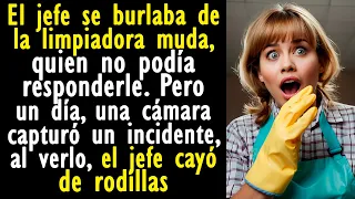 El jefe se burlaba de la limpiadora muda, quien no podía responderle. Pero un día, una cámara...