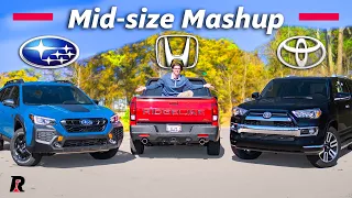 2024 Subaru Outback vs Honda Ridgeline vs Toyota 4Runner / Mid-size Outliers!