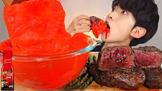 ASMR NUCLEAR FIRE STRETCHY CHEESE 핵불닭치즈퐁듀 한우스테이크 먹방 MUKBANG FILET MIGNON COOKING EATING SOUNDS Keju