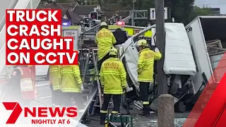 Truck crashes near Mobile petrol station at Drummoyne | 7NEWS