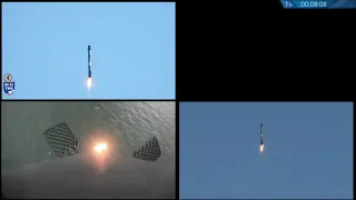SpaceX CRS-16 first stage water landing synchronized cameras