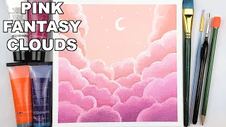 Cotton Candy Clouds | Easy Acrylic Painting for Beginners | Painting #29