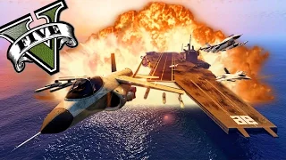 GTA 5 Online - EL ASALTO AL PORTAAVIONES GIGANTE!! LOL - y un final muy epico xD - NexxuzHD