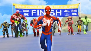 All Superheroes Running Challenge Wipeout Electric Traps #3 (Funny Contest) - GTA V Mods