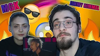 We watch Machine Gun Kelly - drunk face/all I know/bloody valentine (Jimmy Kimmel Live) (Reaction)