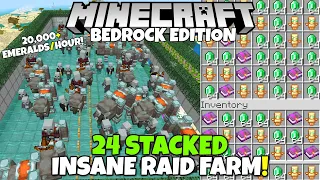 Minecraft Bedrock: 24 STACKED AFK RAID FARM! 20,000 Emeralds/Hr! Pillager Outpost Farm