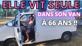 66 Ans, ELLE VIT SEULE dans son VAN AMÉNAGÉ - PRESENTATION VAN  FEMMES AU VOLANT  #VANLIFE #vantour