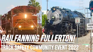 [HD] Railfanning Fullerton Track Safety Event 2022 | ft ATSF 3751, Horn Battles, NS Leaders