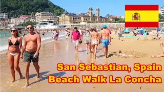 San Sebastian, Spain 🇪🇸 🏖️ Spanish Beach Walk Playa de la Concha (HD) uncut