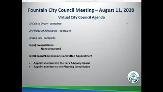 City of Fountain - City Council Meeting - August 11, 2020