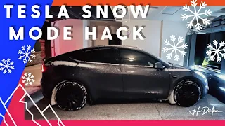 ❄️ SNOW MODE HACK  ❄️ ⚡️ Tesla Model Y Performance with Summer Tires!