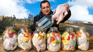 Cooked 15Kg of Juicy and Tender Chicken with Vegetables in A Glass Jars!