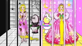 Barbie Dolls Dress Up - Rich VS Broke Barbie in Jail ❤️ Pink Room Decoration | Barbie's New Home DIY
