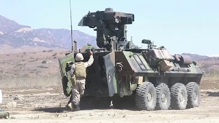 M1134 Stryker ATGM Carrier Fires TOW Missiles