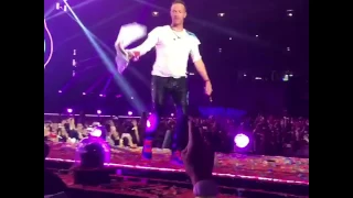 Coldplay Chris Martin Trades Flag with a fan