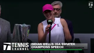 Iga Swiatek Thankful for her Team & Family | Indian Wells Champions Speech