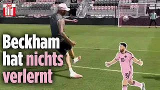 Er kann es noch immer! Beckham zeigt seine Freistoß-Kunst | Viral daneben