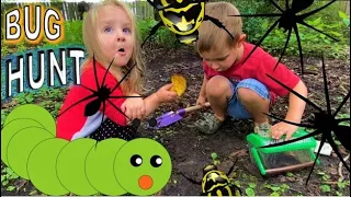 BUG HUNT for REAL Bugs! COCOON, Spiders, FIRE ANTS, Beetle, SNAIL, Caterpillar, TOAD & MORE for KIDS