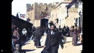 April 1897 - Jaffa Gate in Jerusalem (speed corrected w/ added sound) - COLORED VERSION