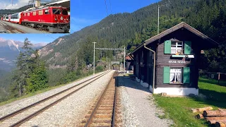 ★ 4K 🇨🇭 Samedan  - St. Moritz - Chur, Glacier express cab ride in a Ge 4/4 I from 1953 [09.2020]