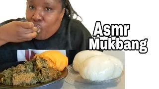 COOK & EAT WITH ME/AFANG SOUP CARROT & POUNDED YAM FUFU/NO DRINKING WATER/SPEED EATING CHALLENGE